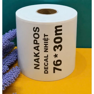 Decal nhiệt K76 DÁN ĐƯỢC giấy in nhiệt liên tục 76x30m in đơn hàng có lớp dán sẵn 76mm cho máy tự cắt K76x30 giấy nhiệt