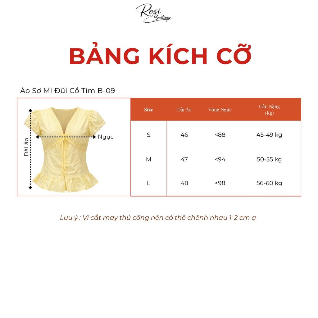 B09-Áo Sơ Mi Đũi Cổ Tim Phối Ren Có Dây Thắt  Nơ Dáng Babydoll, Áo Sơ Mi Nữ Kiểu Xinh Style Hàn Quốc