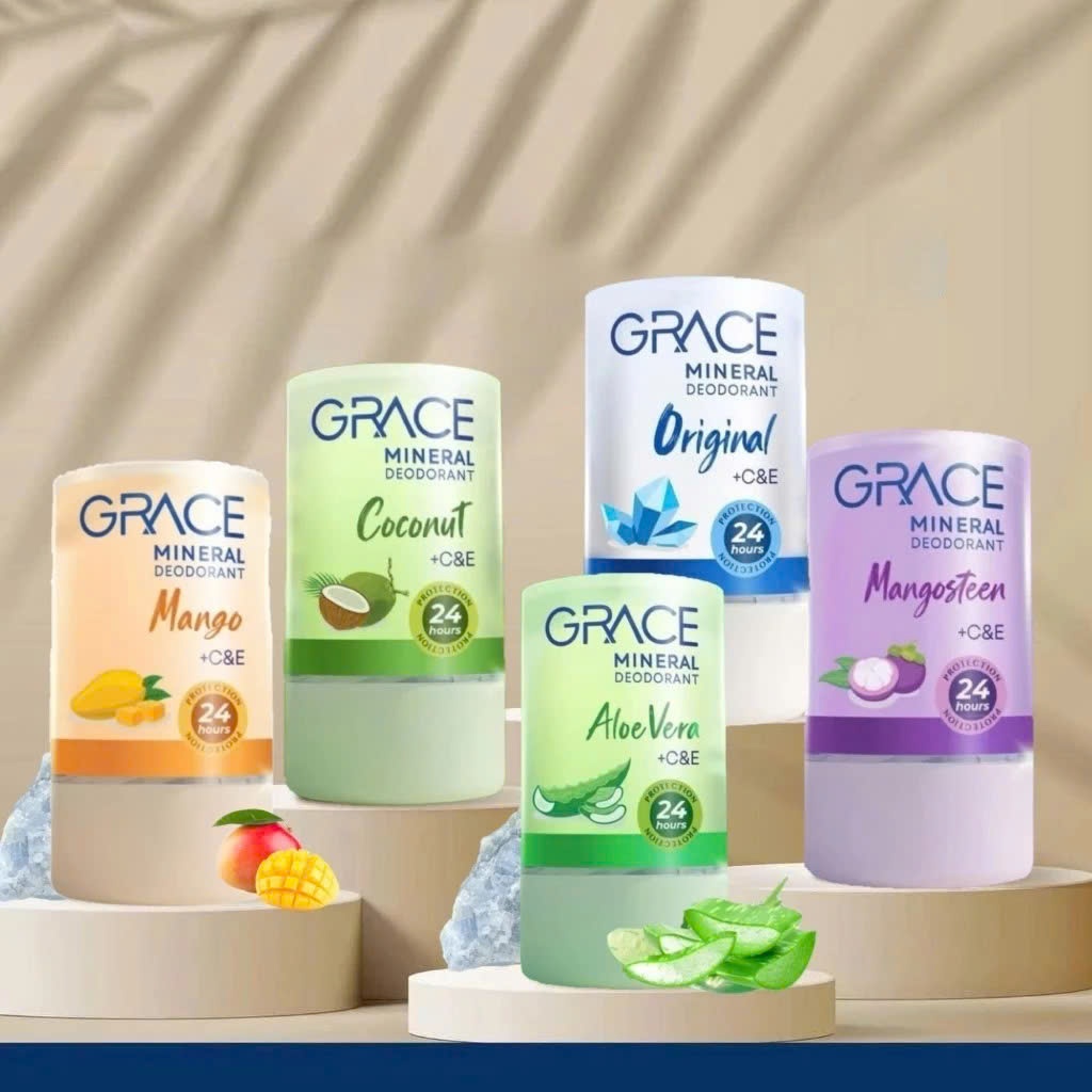 Lăn khử mùi đá khoáng Grace 70g chính hãng Thái Lan, lăn nách Thiên nhiên
