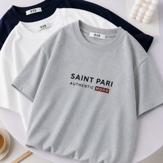 Áo thun 3158 form rộng chất vải cotton khô in chữ SAINT PARI