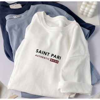 Áo thun 3158 form rộng chất vải cotton khô in chữ SAINT PARI