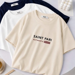 Áo thun 3158 form rộng chất vải cotton khô in chữ SAINT PARI