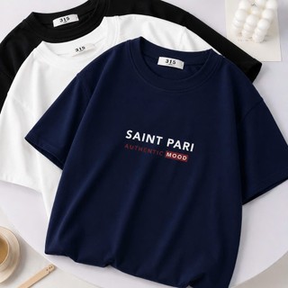 Áo thun 3158 form rộng chất vải cotton khô in chữ SAINT PARI