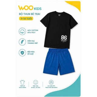 Bộ Đồ Bé Trai TSH26S004R | Wookids | 9-14 Tuổi | Cotton Poly Mềm Mại, Năng Động, Thoải Mái
