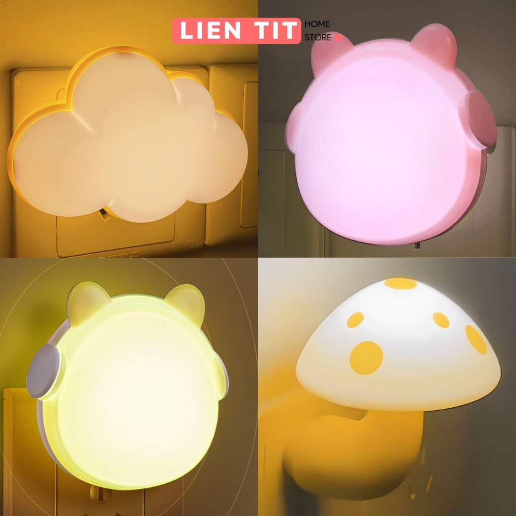 Đèn Ngủ LED Cảm Ứng Ánh Sáng Tự Động Bật Tắt, Bóng Đèn Ngủ Nhiều Mẫu Cute Ánh Sáng Trắng Dịu Nhẹ