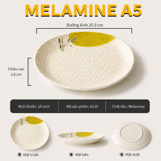 Đĩa Phíp ( Melamine A5 ) Hoa Văn Hình Lá Tre Dùng Cho Nhà Hàng Khách Sạn 8110