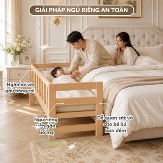 Giường Trẻ Em 2m Có Thanh Chặn Dọc Giường Ghép Khổ Lớn Cho Bé Ngủ Riêng Hoặc Ngủ Cùng Bố Mẹ