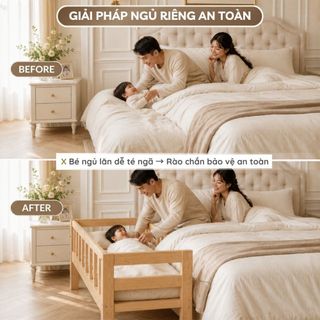 Giường Trẻ Em 2m Có Thanh Chặn Dọc Giường Ghép Khổ Lớn Cho Bé Ngủ Riêng Hoặc Ngủ Cùng Bố Mẹ