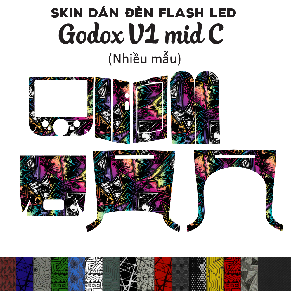 Skin 3M dán đèn Flash Godox V1 mid C (Nhiều mẫu) | Miếng film dán chống bám bẩn cho phụ kiện máy ảnh