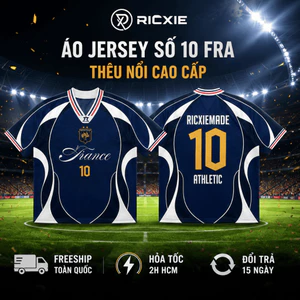 Áo Jersey Bóng Đá RICXIE Số 10 FRA Form Rộng Unisex Thêu Nổi Vải Lưới Thái Cao Cấp