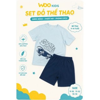 Bộ đồ bé trai WooKids TSH26S003R | 9-14 tuổi | 60% Cotton 40% Poly | Năng động, thoáng mát