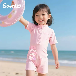 Đồ bơi cho bé gái KÈM MŨ Tukibaby sz 8-30kg hoạ tiết kuromi-cinnamorol dễ thương, bikini cho bé gái, đồ bơi bé gái
