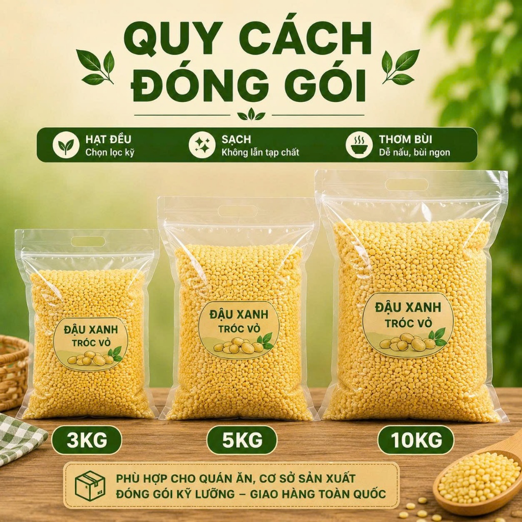 [Sỉ] Đậu Xanh Tróc Vỏ Bao Lớn – Hạt Đẹp Ít Vỡ – Dùng Gia Đình / Kinh Doanh
