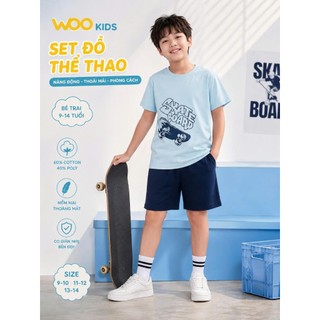 Bộ đồ bé trai WooKids TSH26S003R | 9-14 tuổi | 60% Cotton 40% Poly | Năng động, thoáng mát