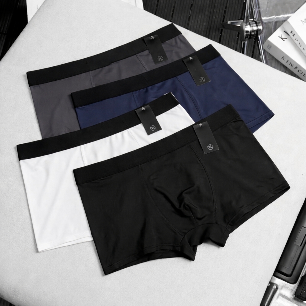 [Giá Sốc] Combo 5 Quần Lót Đùi Nam Boxer Thun Lạnh Co Giãn 4 Chiều, Quần Sịp Nam Cạp Trơn Thoáng Mát