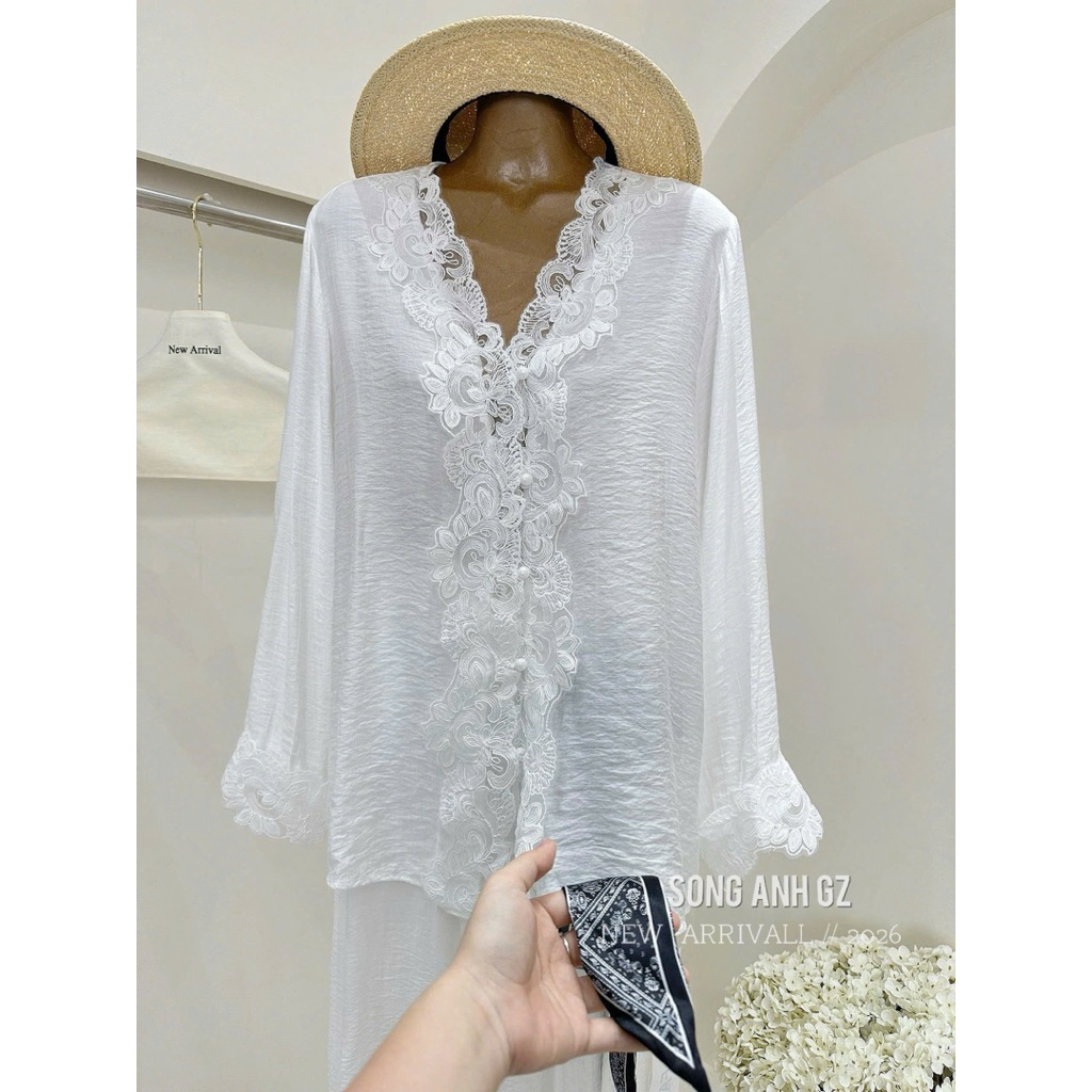 Qccc Đi biển ngay cho em, set đũi phối ren kèm khăn xinh xuất sắc lun ạ  📌