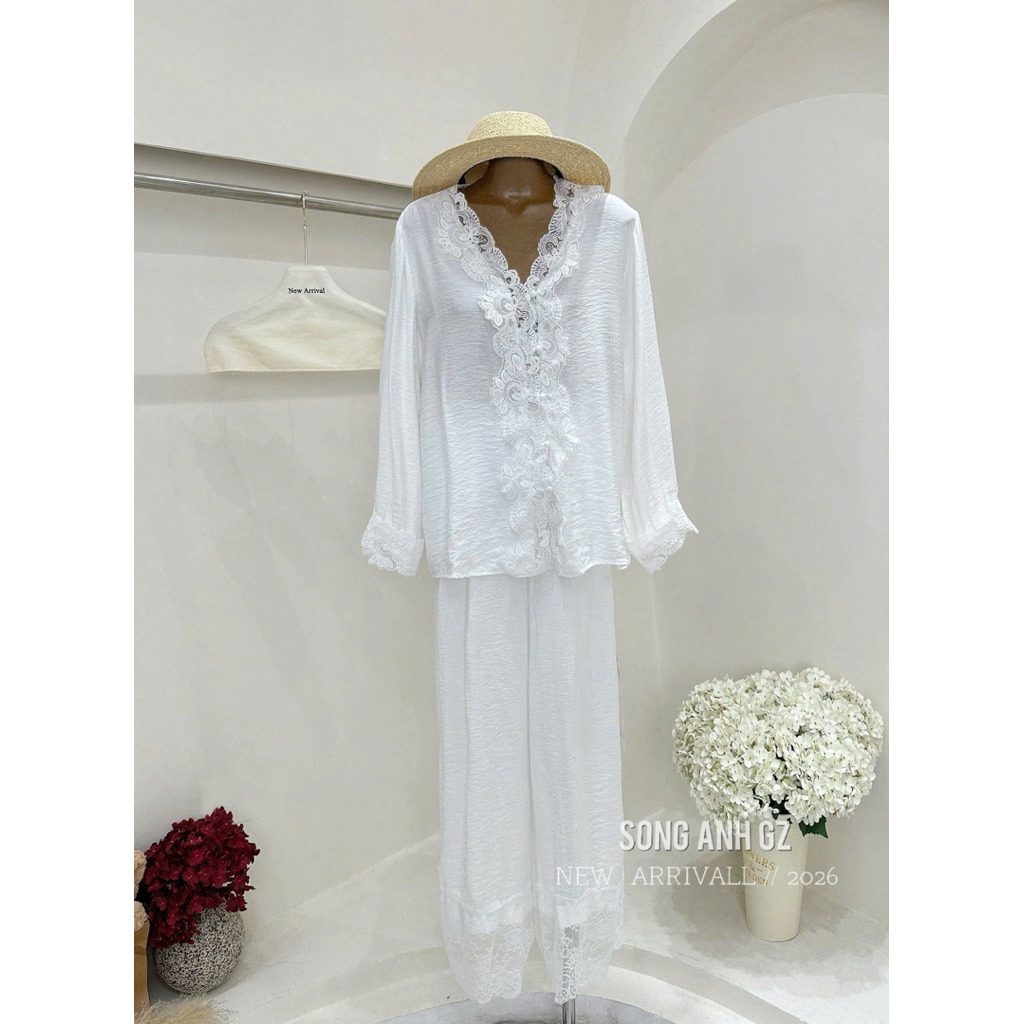 Qccc Đi biển ngay cho em, set đũi phối ren kèm khăn xinh xuất sắc lun ạ  📌