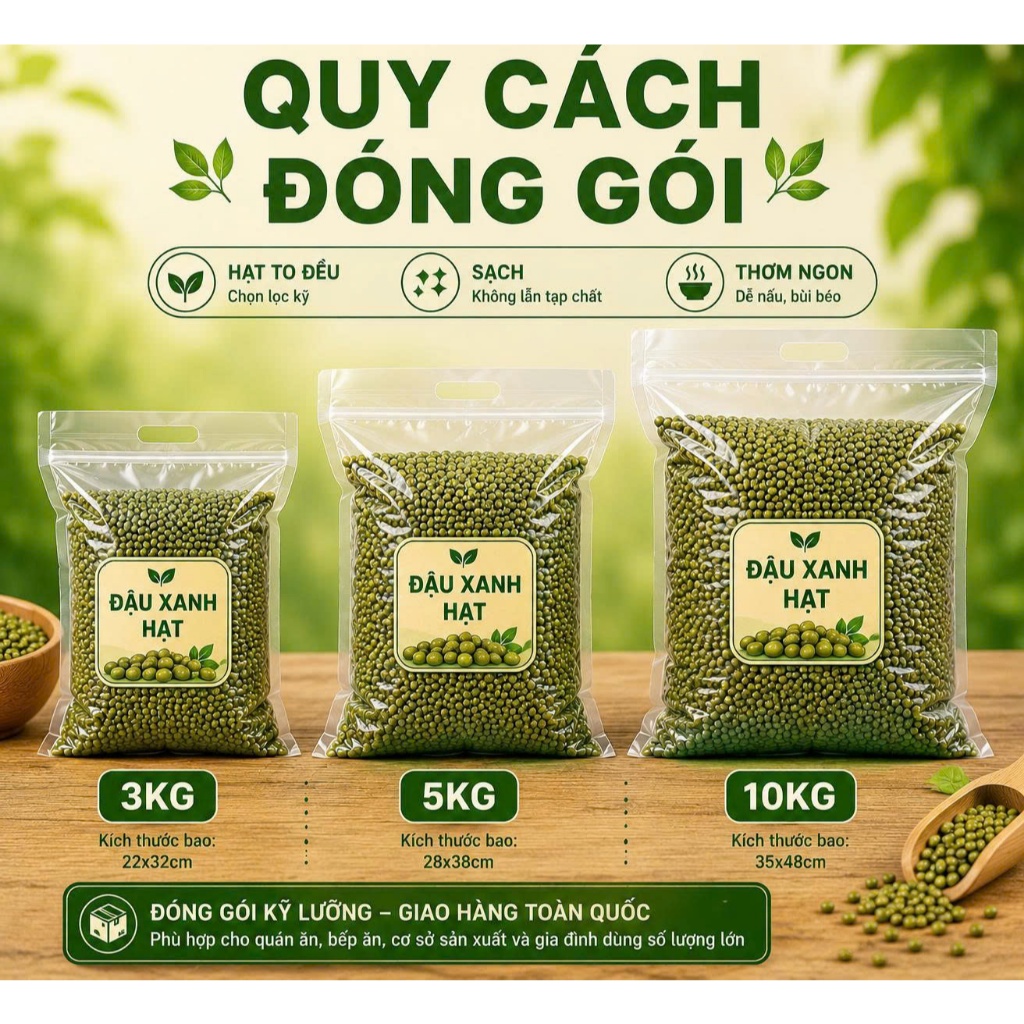 [Sỉ] Đậu Xanh Nguyên Hạt Bao Lớn – Hạt Đẹp Ít Lép – Dùng Gia Đình / Kinh Doanh
