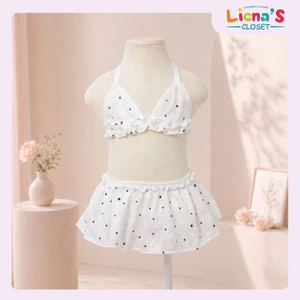 Bikini Bé Gái 2 Mảnh Họa Tiết Chấm Bi Thời Trang Đồ Bơi Cho Bé Đi Biển Chụp Ảnh Du Lịch