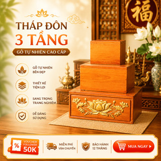 Đôn Gỗ 3 Tầng Bày Bánh Kẹo, Nước Cúng – Kệ Gỗ Trang Trí Bàn Thờ Tiện Lợi