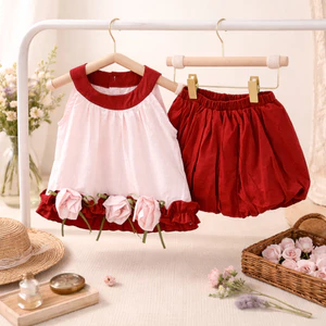 Set Quần Áo Bé Gái Tú Kiều Cộc Tay Mùa Hè Dễ Thương Thoáng Mát Cho Bé Từ 1-7 Tuổi