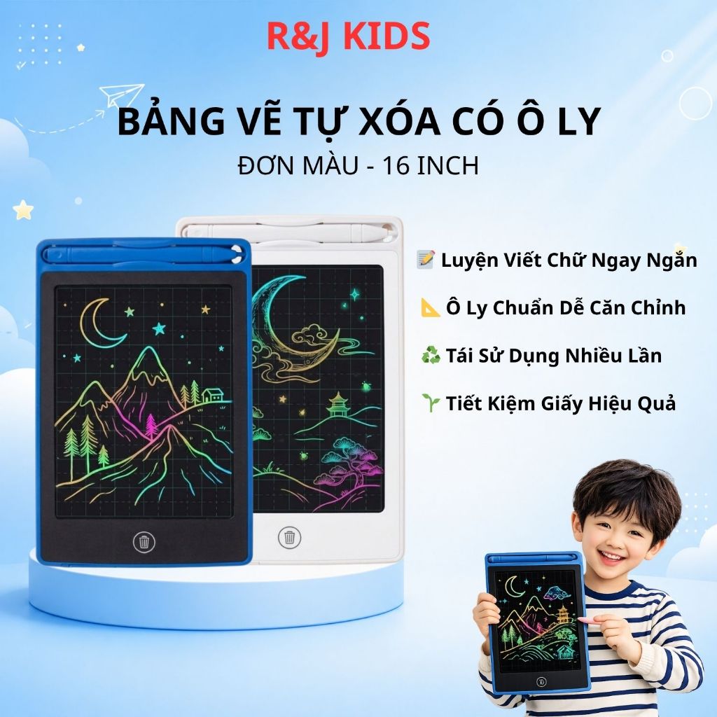Bảng Vẽ Tự Xóa Điện Tử  Ly LCD  Bảng Tập Viết & Tập Vẽ Thông Minh Cho Bé Dùng Pin/ Dùng Sạc