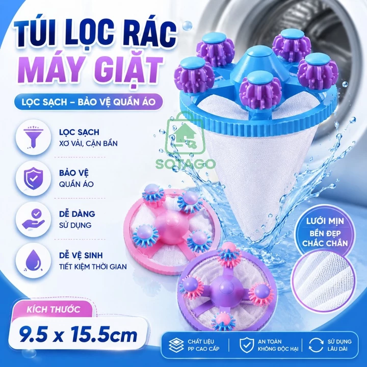 Lưới Lọc Cặn Giặt – Cầu Xoáy Hút Rác -Lưới Thu Gom Cặn Bẩn Cho Máy Giặt -Lưới Lọc Giặt Quần Áo Chống Xơ Vải -Màng Lọc Cặ