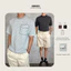 Áo Thun Nam Kẻ Sọc Cotton Form Rộng Phối Túi Giả Thanh Lịch Phong Cách Mùa Hè Stripped Tee MODMEN