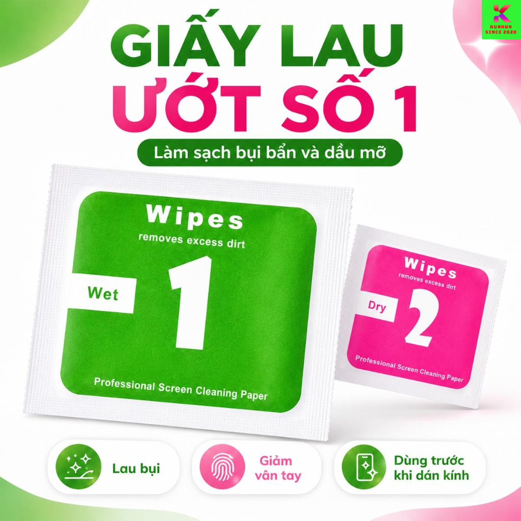 [QUÀ TẶNG GIẤY LAU] Khăn lau 1 và 2 mếng lau vệ sinh màn hình điện thoại - Vip 2