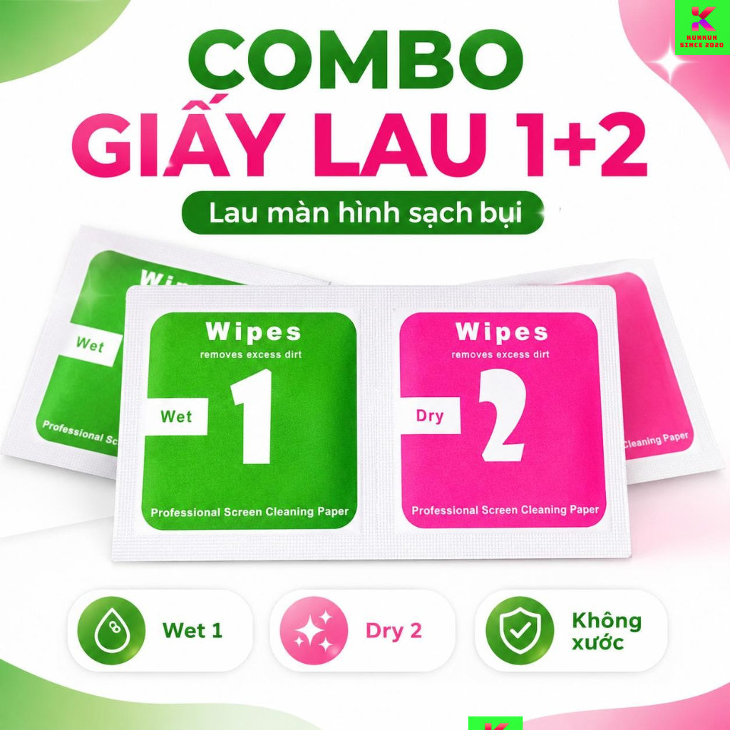 [QUÀ TẶNG GIẤY LAU] Khăn lau 1 và 2 mếng lau vệ sinh màn hình điện thoại - Vip 2