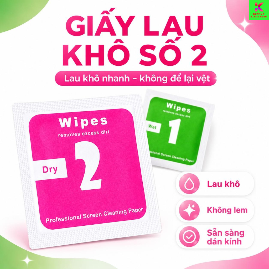 [QUÀ TẶNG GIẤY LAU] Khăn lau 1 và 2 mếng lau vệ sinh màn hình điện thoại - Vip 2