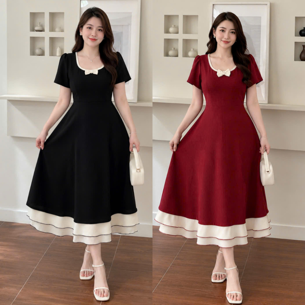 Đầm Bigsize Nữ Mặc Tết Sang Trọng Dáng Ngắn & Dài Váy Chữ A Che Khuyết Điểm Cho Nàng 58–92kg A692+A693