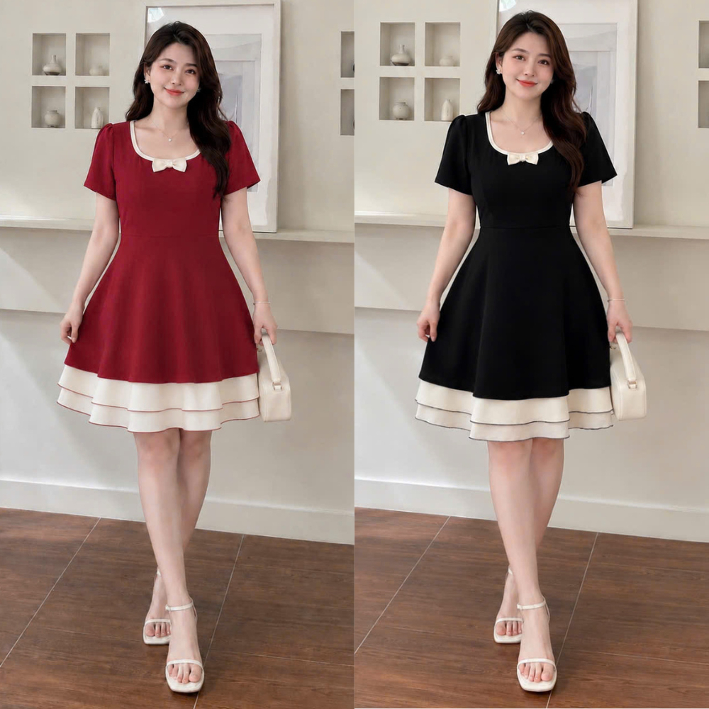 Đầm Bigsize Nữ Mặc Tết Sang Trọng Dáng Ngắn & Dài Váy Chữ A Che Khuyết Điểm Cho Nàng 58–92kg A692+A693