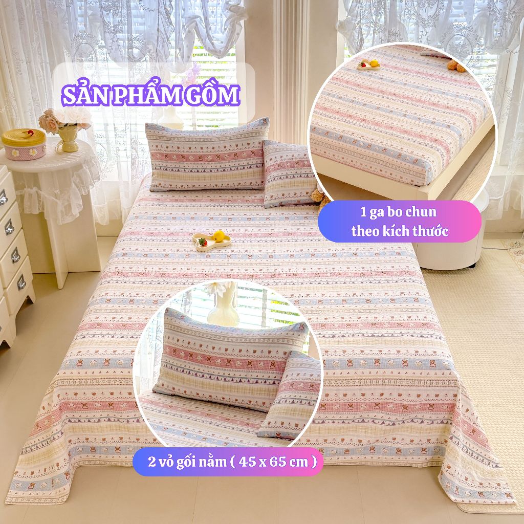 Bộ Ga Gối Cotton Đũi IceMax Cao Cấp 3 Món – Mềm Mịn Chuẩn Baby Skin, Thoáng Mát An Như Bedding