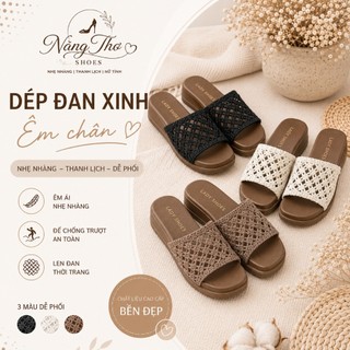 Dép Nữ Quai Ngang Đế Cao 4cm Chất EVA Siêu Nhẹ Êm Chân Tôn Dáng Đi Chơi Đi Học