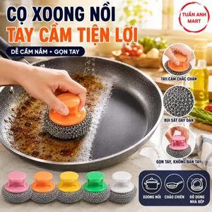 Combo 10 cái Cọ xoong nồi BÚI SẮT KHÔNG RỈ siêu bền có tay cầm