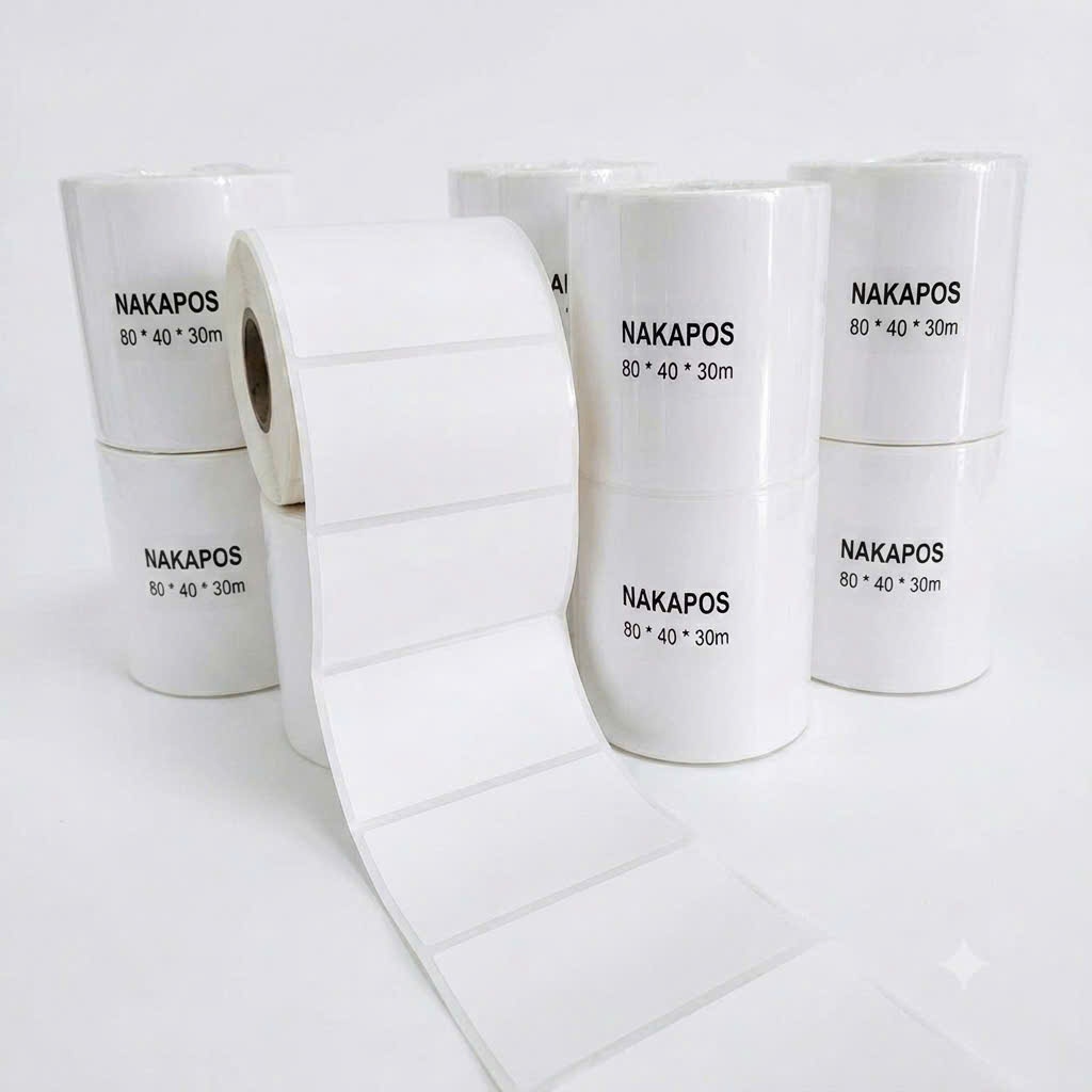 Decal in nhãn 80x40 giấy nhiệt DÁN ĐƯỢC 80*40 tem mã vạch 40x80 giấy in nhiệt 40*80 tem phụ 8*4 in thông tin