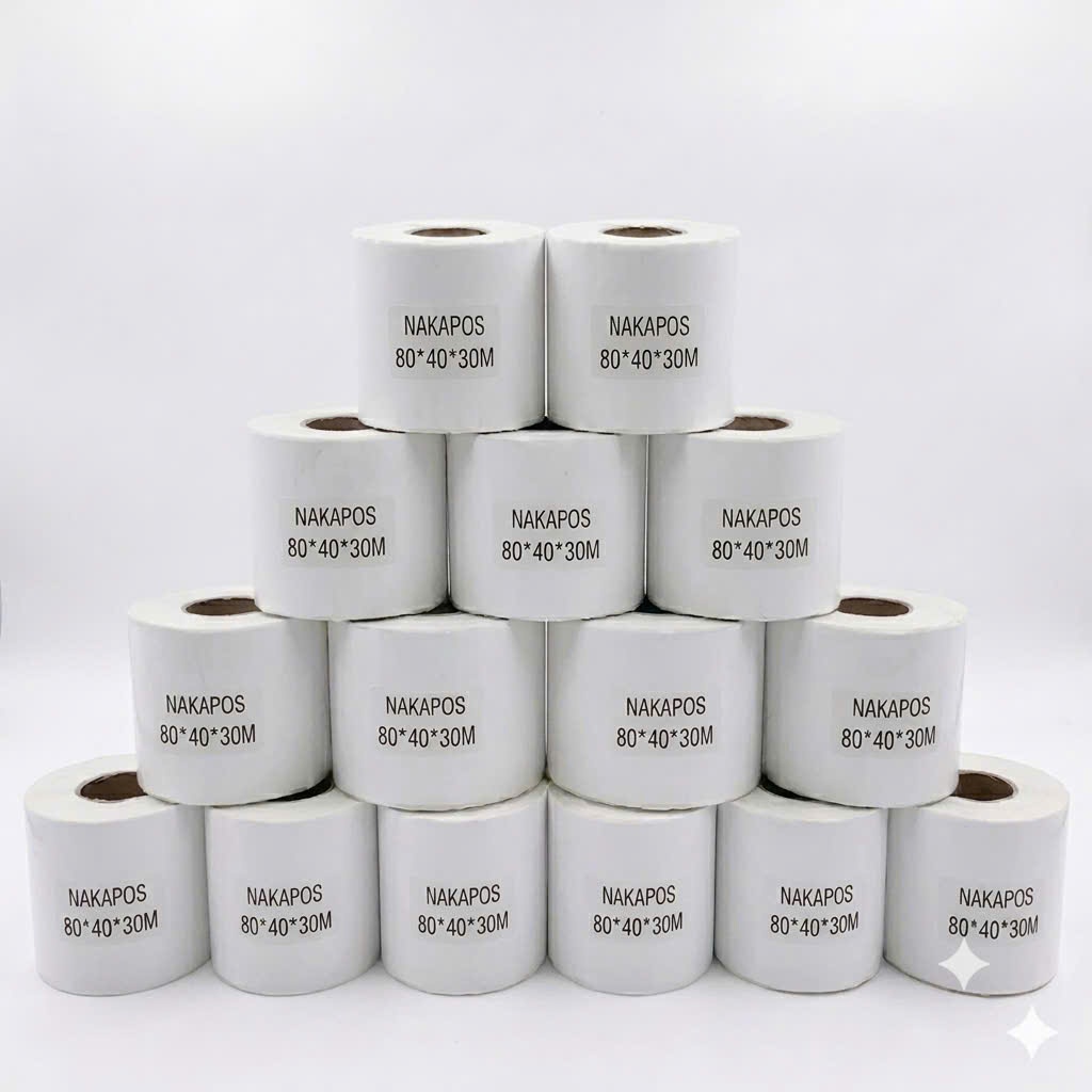 Decal in nhãn 80x40 giấy nhiệt DÁN ĐƯỢC 80*40 tem mã vạch 40x80 giấy in nhiệt 40*80 tem phụ 8*4 in thông tin