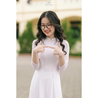 Áo dài học sinh cấp 3, áo dài trắng truyền thống chất lụa mỹ trơn cao cấp
