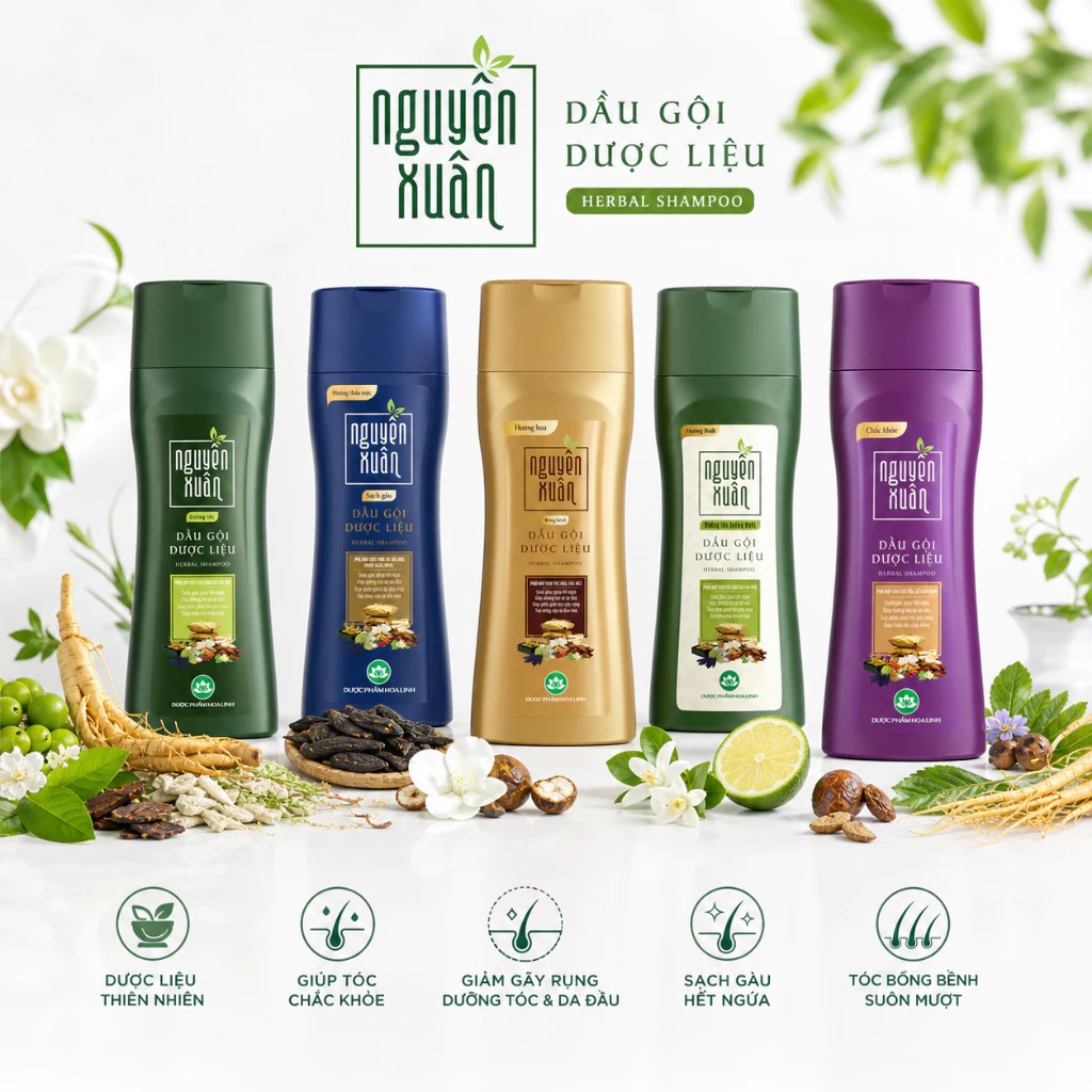 DẦU GỘI DƯỢC LIỆU NGUYÊN XUÂN – ĐỦ PHIÊN BẢN | CHỌN MÙI & CÔNG DỤNG THEO NHU CẦU