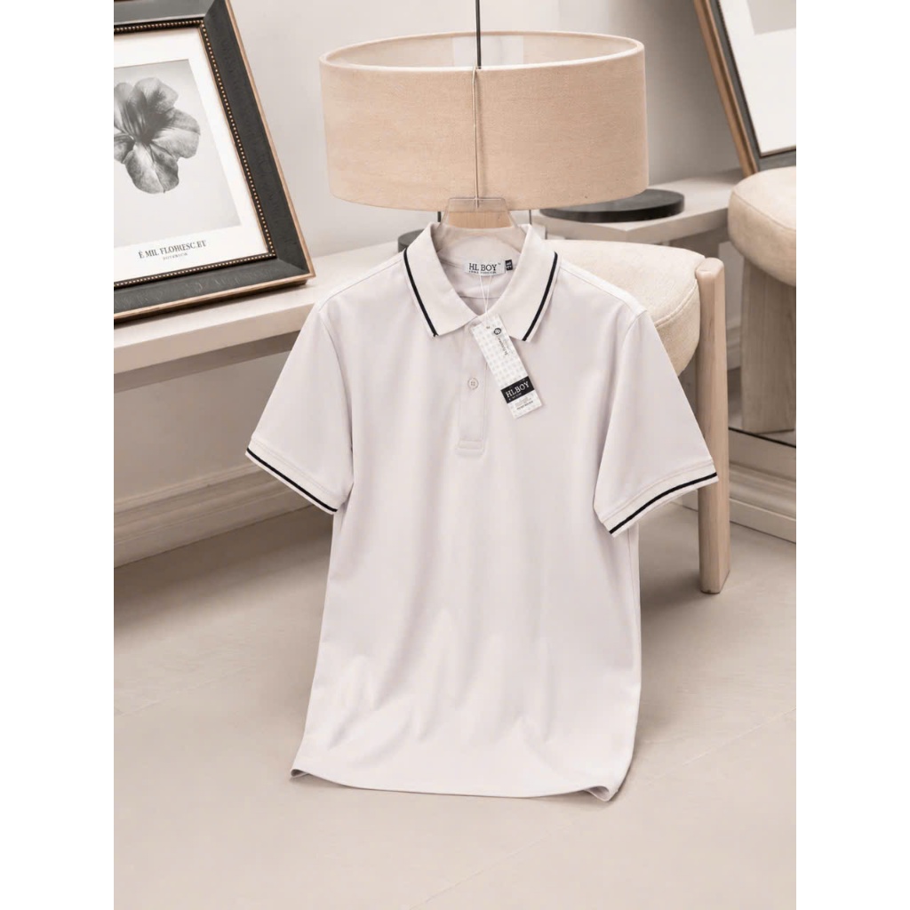 Áo polo nam HLBOY trơn bo kẻ, mềm mịn, giữ phom hoàn hảo ,S0C710