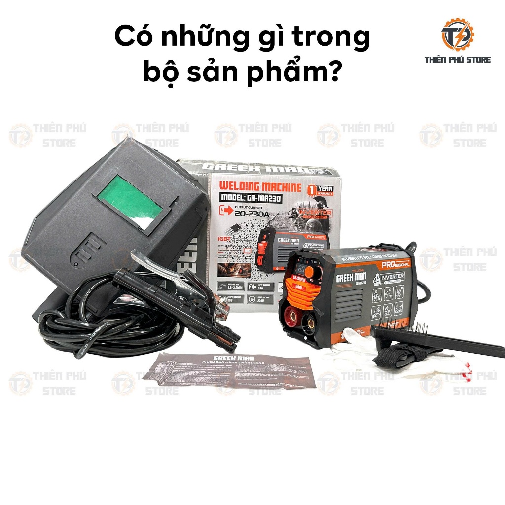 Máy Hàn Điện Tử Mini GREEKMAN GR-MA230 | Dòng Ra 230A, Hàn Que 1.6-3.2mm, Nhỏ Gọn , Bảo hành 12 tháng [CHÍNH HÃNG]