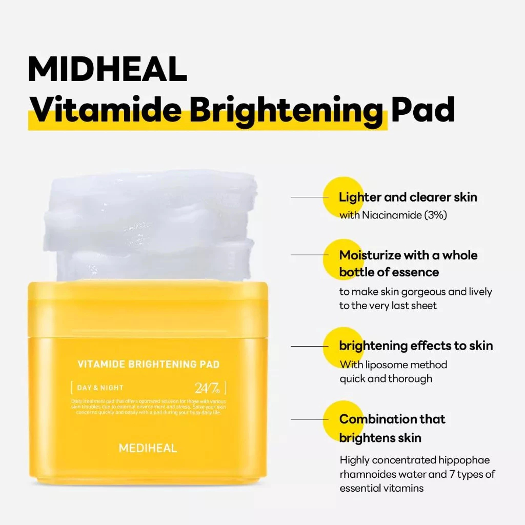 Toner Pad Mediheal 100pcs cấp ẩm sâu dưỡng da mềm mịn căng bóng/dịu nhẹ cho da nhạy cảm