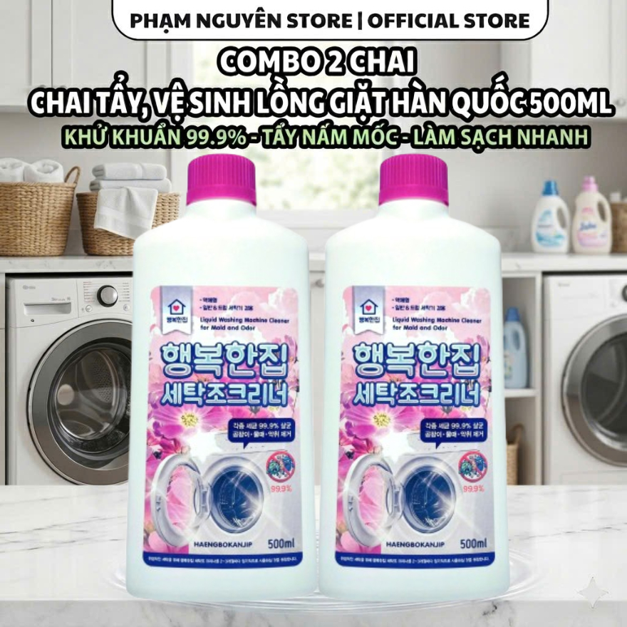 [COMBO 2] NƯỚC VỆ SINH LỒNG GIẶT HAENGBOKANJIP 500ML - TẨY MỐC, KHÁNG KHUẨN