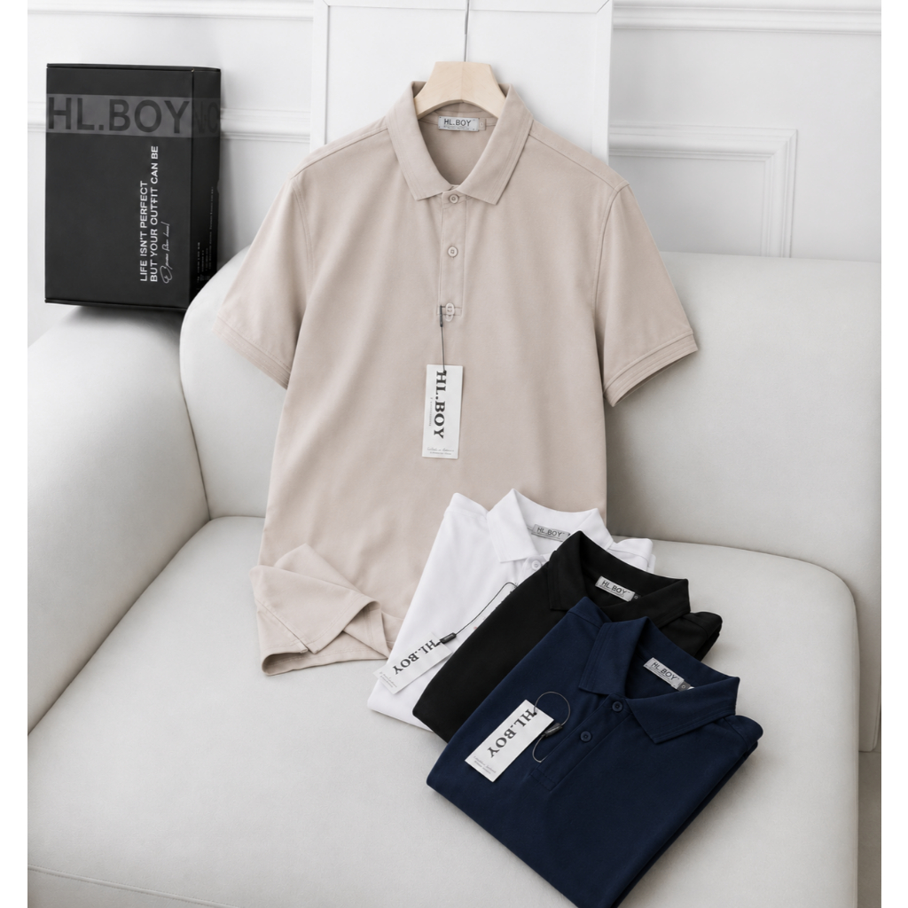 Áo Polo Nam HLBOY  thoáng khí thoải mái vải cá sấu trơn BASIC Nam Tính, Thanh Lịch TRON710