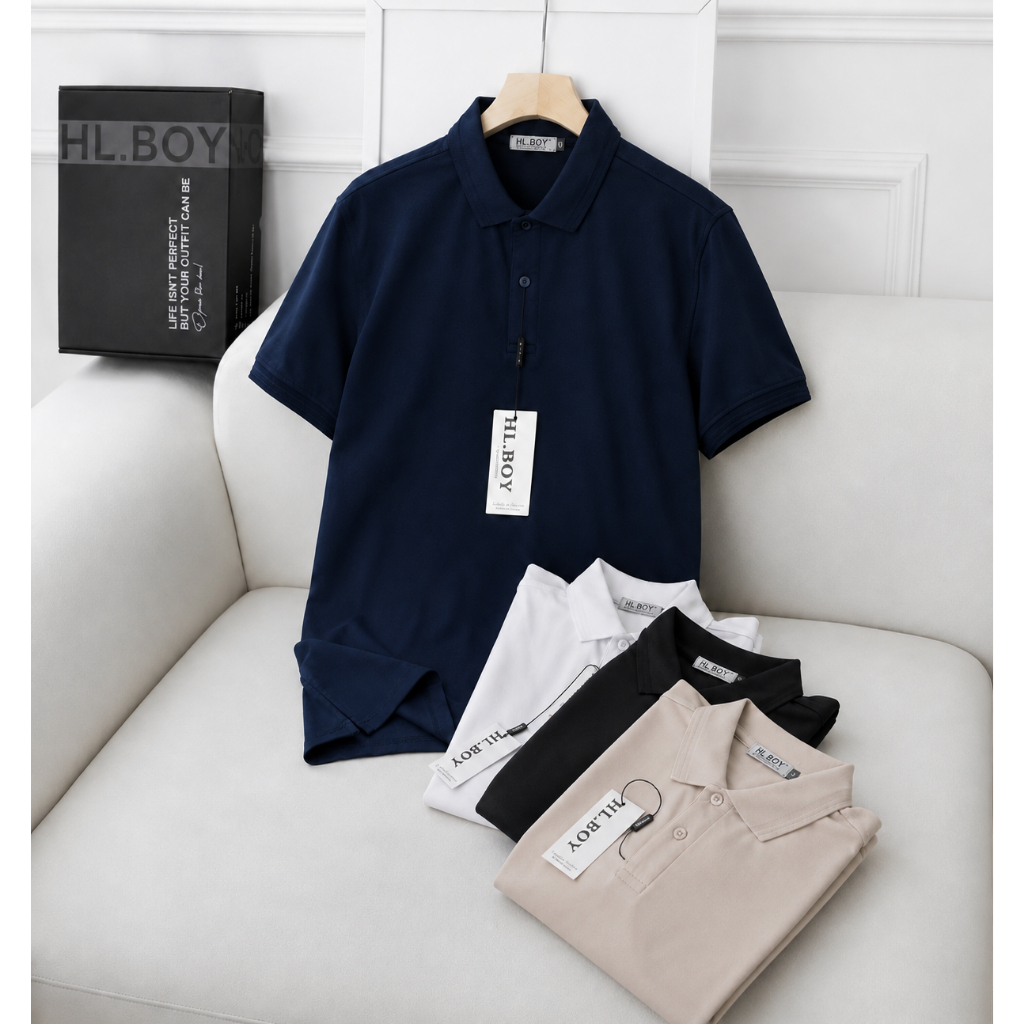Áo Polo Nam HLBOY  thoáng khí thoải mái vải cá sấu trơn BASIC Nam Tính, Thanh Lịch TRON710
