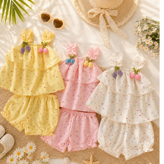 A493 Bộ áo đính hoa tulip và quần
