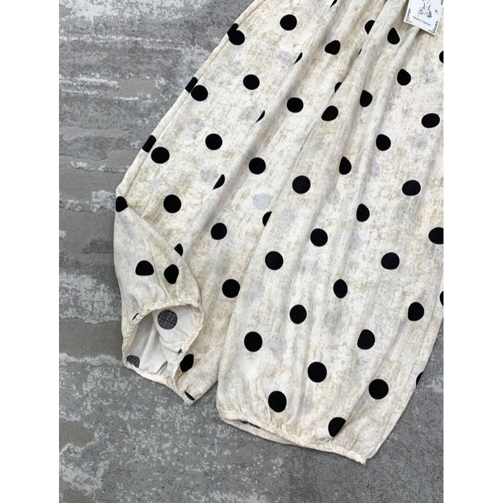 DEAL MỞ BÁN } Quần Bom Thụng Nữ Họa Tiết Chấm Bi Loang Vải Linnen Hàng L1, Ảnh Thật Shop Tự Chụp Form To Rộng