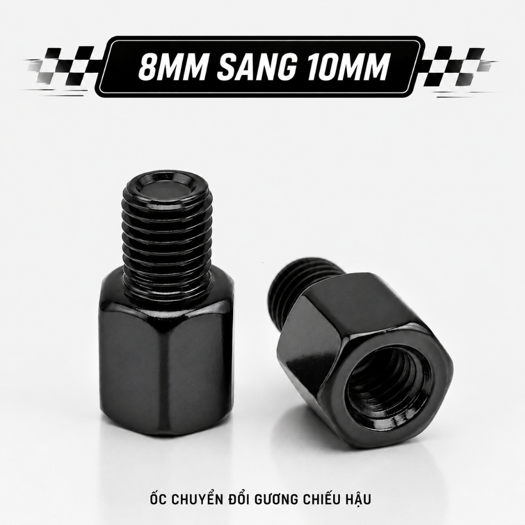 Phụ Kiện Gắn Gương Chiếu Hậu Xe Máy, Ốc Chuyển Ren Chân Gương Màu Đen, Có Bán Lẻ