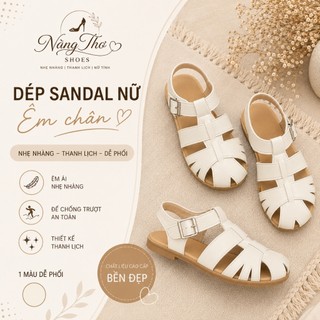 Sandal nữ quai đan khoá cài sau gót đế bệt – dép sandal nữ thời trang Hàn Quốc ( QCCC )